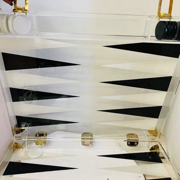 Luxury Acrylic Backgammon Set With Gold Accents & Dice 17" x 131/3" x 3'